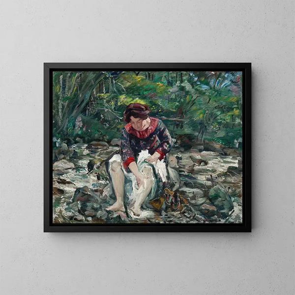 Mädchen im Bach - Lovis Corinth — gerahmtes Bild an der Wand