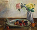 Naturstillleben mit Blumen in einer Vase, einer Muschel und Früchten - Lovis Corinth — Ansicht des Kunstwerks