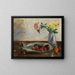 Naturstillleben mit Blumen in einer Vase, einer Muschel und Früchten - Lovis Corinth — gerahmtes Bild an der Wand