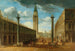Ansicht der Piazza San Marco nach Norden von der Piazzetta bis zum Uhrturm, Venedig - Luca Carlevarijs — Ansicht des Kunstwerks