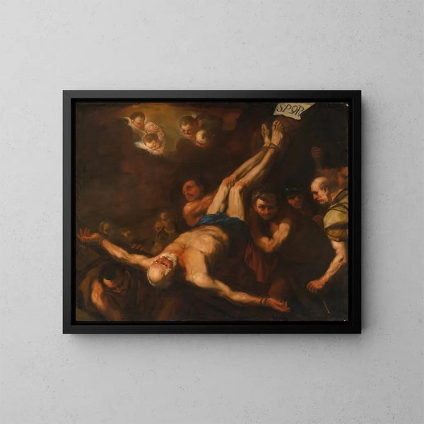 Kreuzigung des heiligen Petrus - Luca Giordano — gerahmtes Bild an der Wand