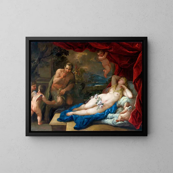 Jupiter und Antiope - Luca Giordano — gerahmtes Bild an der Wand