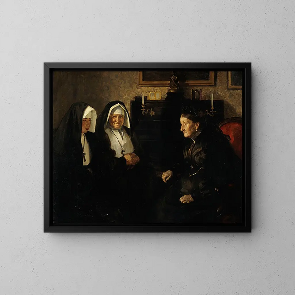 Besuch, suchende Schwestern - Lucien Simon — gerahmtes Bild an der Wand
