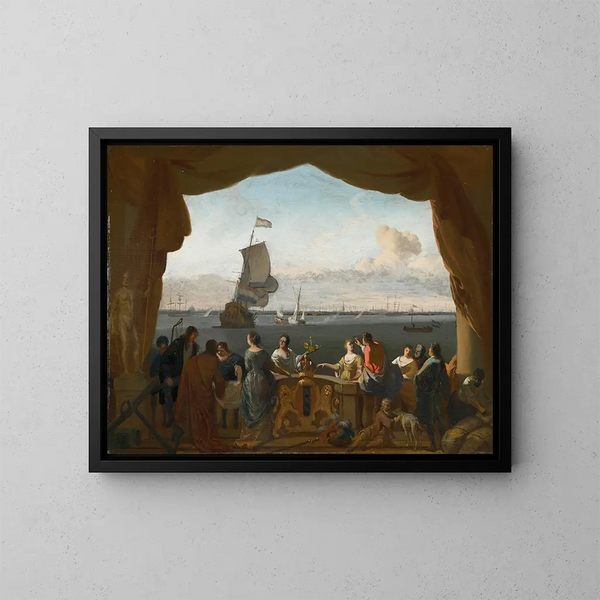 Allegorie des florierenden Seehandels von Amsterdam - Ludolf Bakhuizen — gerahmtes Bild an der Wand
