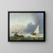 Meeresbrandung mit einer niederländischen Yacht - Ludolf Bakhuizen — gerahmtes Bild an der Wand