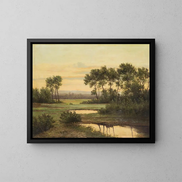 Landschaft bei Sonnenuntergang - Ludvík Bartók — gerahmtes Bild an der Wand