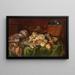 Naturmorte mit Früchten und Papagei - Ludwig Adam Kunz — gerahmtes Bild an der Wand