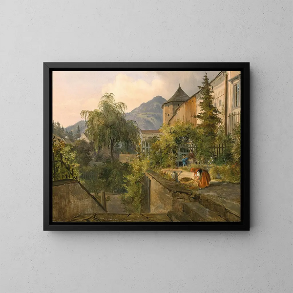 Eine Gartenszene - Ludwig Halauska — gerahmtes Bild an der Wand