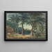 Ufer des bewaldeten Sees mit einer italienischen Villa - Ludwig Hess — gerahmtes Bild an der Wand