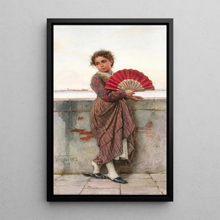 Ludwig Johann Passini - A young Venetian woman with a fan.webp
