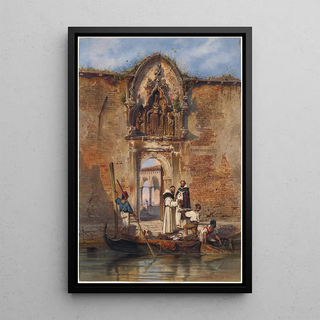 Ludwig Johann Passini - Monks Buying Fish before the Portal of the Madonna della Misericordia.webp