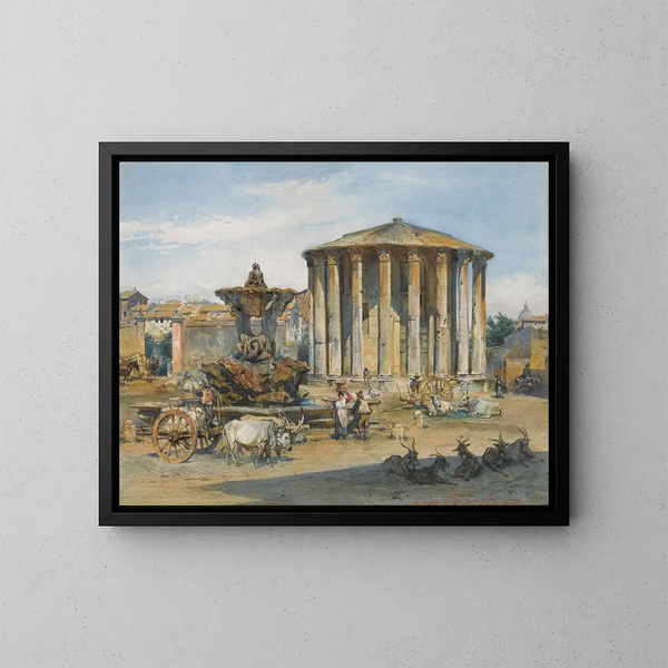 Der Tempel der Vesta in Rom - Ludwig Johann Passini — gerahmtes Bild an der Wand