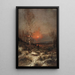 Winterlandschaft bei Dämmerung mit Jäger - Ludwig Lanckow — gerahmtes Bild an der Wand
