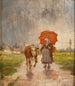 Rückkehr nach Hause mit rotem Regenschirm - Ludwig Müller-Cornelius — Ansicht des Kunstwerks
