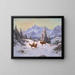 Hirsch mit einer Herde im Winter - Ludwig Sckell — gerahmtes Bild an der Wand
