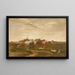 Landschaft mit Pferden und Kutsche in einem Feld bei einem Bauernhof - Luplau Janssen — gerahmtes Bild an der Wand