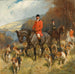 M. und Mme Lewis Priestman bei der Jagd mit den Hügeln von Derwent in einer Landschaft - John Charlton — in einem Innenraum präsentiert