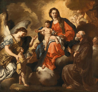 Madone et Enfant avec Saint François de Paola et l'Archange Raphaël - École Napolitaine