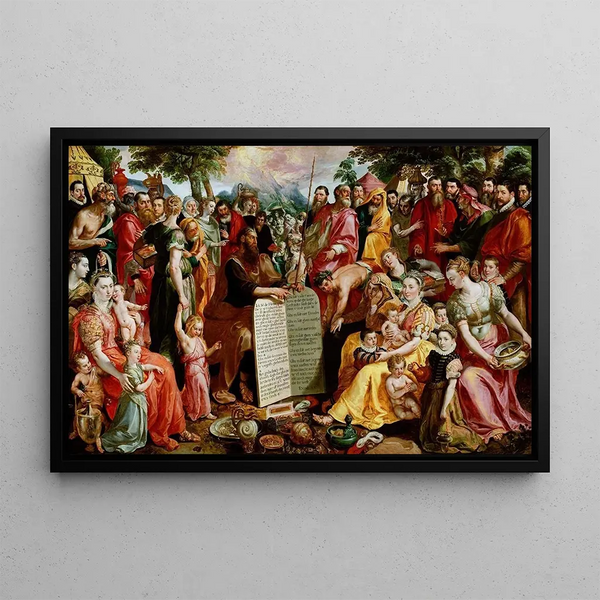 Maerten De Vos - Moses Showing the Tablets of the Law to the Israelites with Portraits of Members of the Panhuys Family their Relatives and Friends.webp