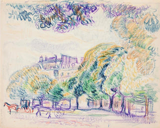 Ansicht der Stadt mit Fahrern im Park - Magnus Enckell — Ansicht des Kunstwerks