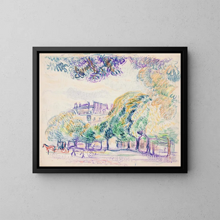 Ansicht der Stadt mit Fahrern im Park - Magnus Enckell — gerahmtes Bild an der Wand