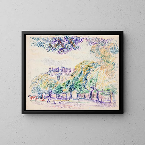 Ansicht der Stadt mit Fahrern im Park - Magnus Enckell — gerahmtes Bild an der Wand