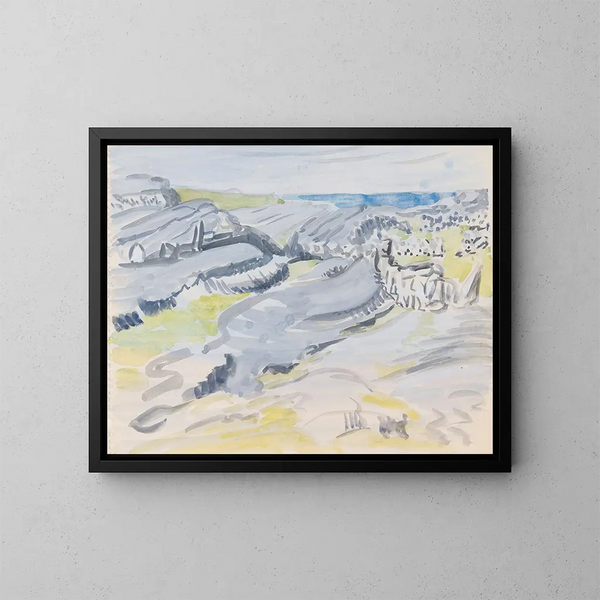 Champs in der Nähe des Meeres im Westen Irlands - Mainie Jellett — gerahmtes Bild an der Wand