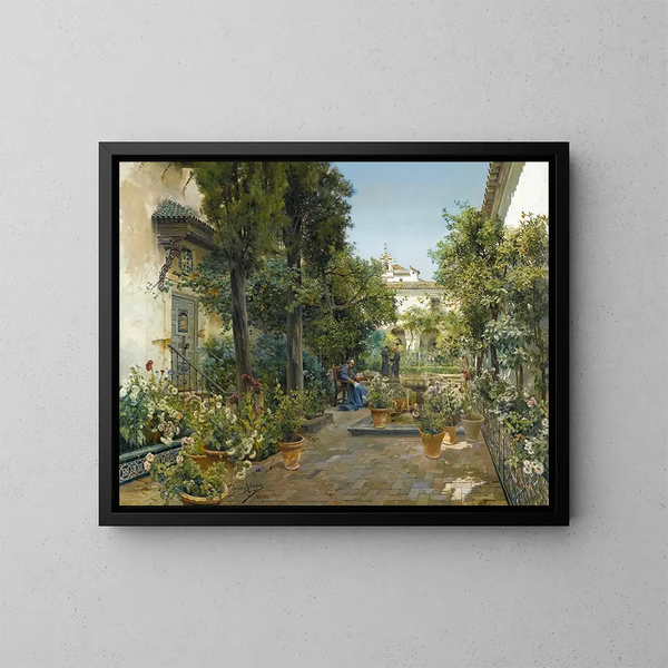 Garten in Sevilla - Manuel García y Rodríguez — gerahmtes Bild an der Wand