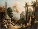 Landschaft mit klassischen Ruinen und Figuren - Marco Ricci — Ansicht des Kunstwerks