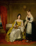 Ein elegantes Interieur mit einer jungen Frau, die eine kleine Gitarre hält - Margaret Sarah Carpenter — Ansicht des Kunstwerks