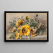 Zweig von Sonnenblumen auf einem Steinsockel - Margaretha Roosenboom — gerahmtes Bild an der Wand