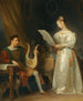 Innenansicht mit einem Mann, der eine Lyra hält, und einer Frau, die eine Partitur hält - Marguerite Gérard — Ansicht des Kunstwerks