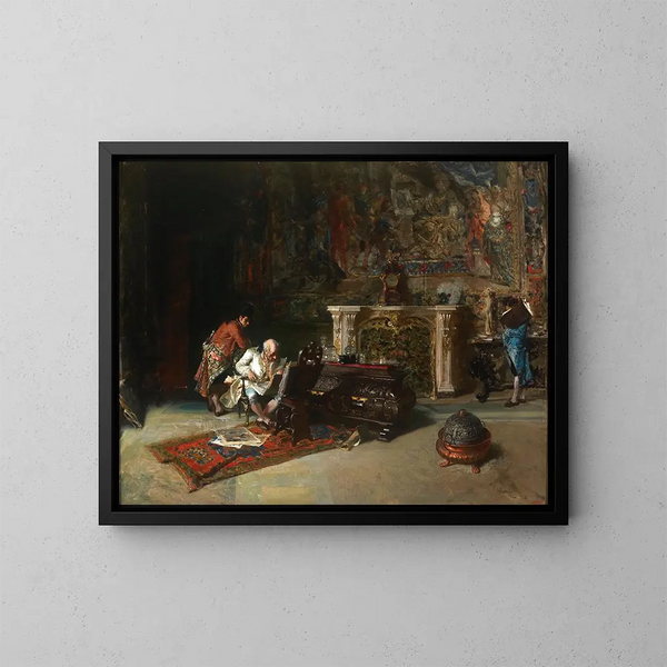 Der Sammler von Drucken - Mariano Fortuny Marsal — gerahmtes Bild an der Wand