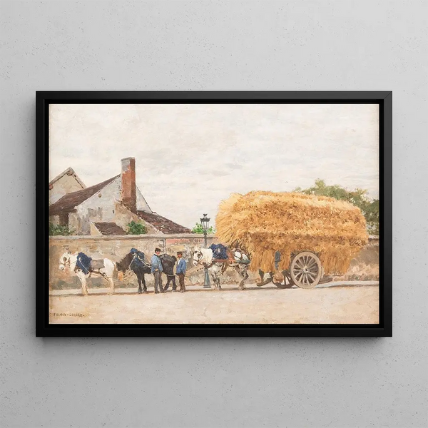 Heuschobewagen bei der Stadt - Marie-François Firmin-Girard — gerahmtes Bild an der Wand
