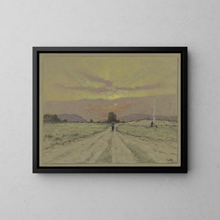 Weg bei Sonnenuntergang - Marie-Joseph Léon Clavel Iwill — gerahmtes Bild an der Wand