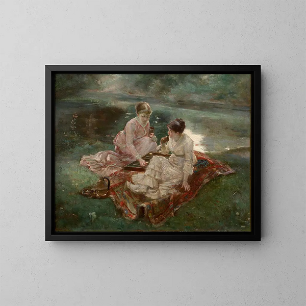 La Partie de jacquet - Marie Bracquemond — gerahmtes Bild an der Wand