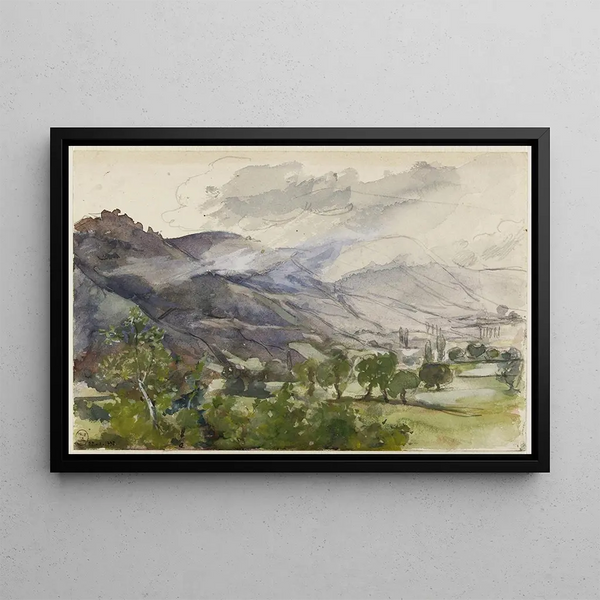 Landschaft mit Bergen - Marie Bracquemond — gerahmtes Bild an der Wand
