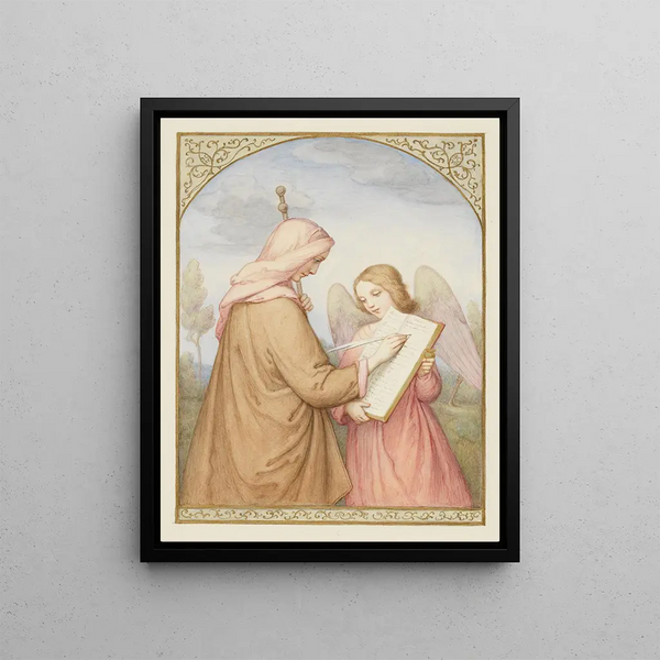 Marie Ellenrieder - The pilgrim inscribing herself in the book of God held by an angel.webp