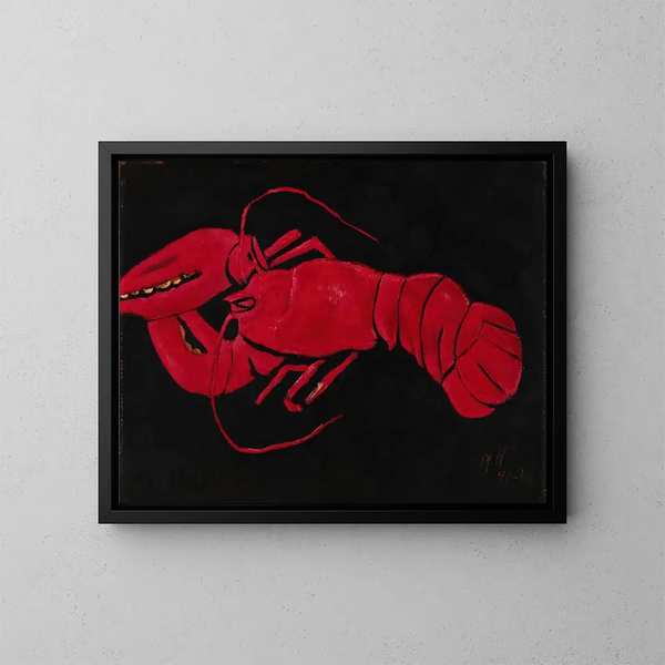 Homard auf schwarzem Hintergrund - Marsden Hartley — gerahmtes Bild an der Wand