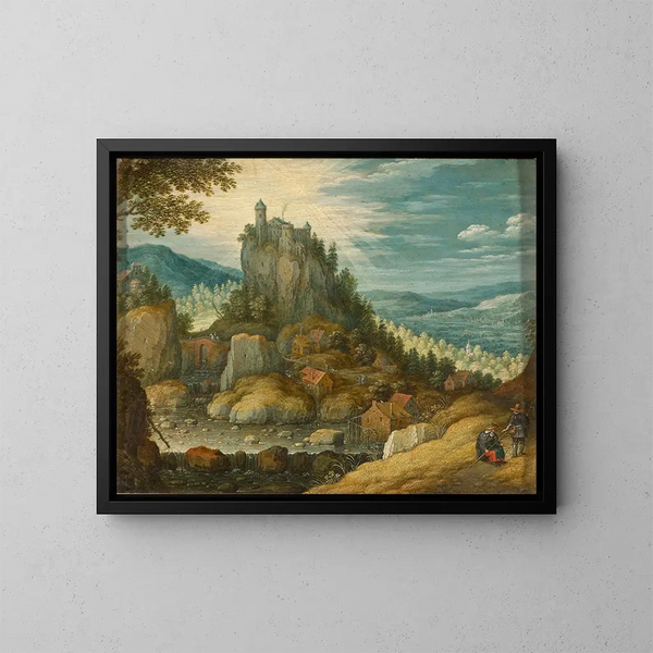 Landschaft mit einer Festung - Marten Ryckaert — gerahmtes Bild an der Wand
