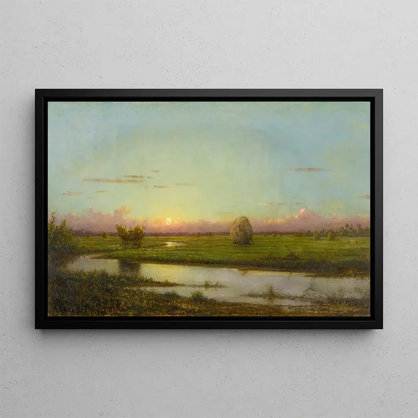Sonnenuntergang über den Wiesen von Newburyport - Martin Johnson Heade — gerahmtes Bild an der Wand