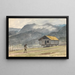 Landschaft mit Berg, Hütte und Wanderer - Martinus Rørbye — gerahmtes Bild an der Wand