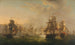 Zusammenstoß der niederländischen und britischen Flotten beim Durchqueren der niederländischen Flottille in Boulogne 1804 - Martinus Schouman — Ansicht des Kunstwerks