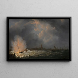 Martinus Schouman - The Explosion of Gunboat nr 2 under Command of Jan van Speijk off Antwerp 5 February 1831.webp