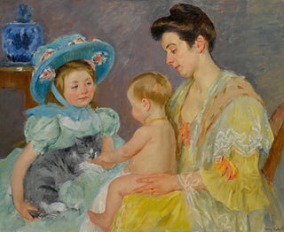 Kinder spielen mit einer Katze - Mary Cassatt — Ansicht des Kunstwerks
