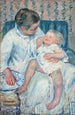 Mutter beim Waschen ihres schlafenden Kindes - Mary Cassatt — Ansicht des Kunstwerks