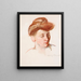 Skizze des Kopfes von Mutter Jeanne, die nach unten schaut - Mary Cassatt — gerahmtes Bild an der Wand
