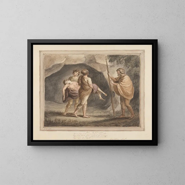 Arviragus trägt Imogène tot in seinen Armen, Cymbeline, Akt IV, Szene II - Mary Hoare — gerahmtes Bild an der Wand