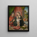 Die Heilige Familie mit einem Engel - Meister von 1499 — gerahmtes Bild an der Wand