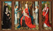 Triptychon der Jungfrau mit Kind mit Engeln, Spender und sein heiliger Patron Petrus Martyr und Hieronymus mit Löwe - Meister der Legende der Heiligen Lucia — Ansicht des Kunstwerks